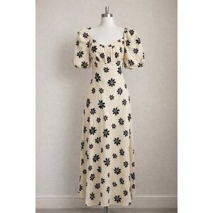 ASOS Design Tall Daisy Milkmaid Midi Dress Puff Sleeve Floral US 8
